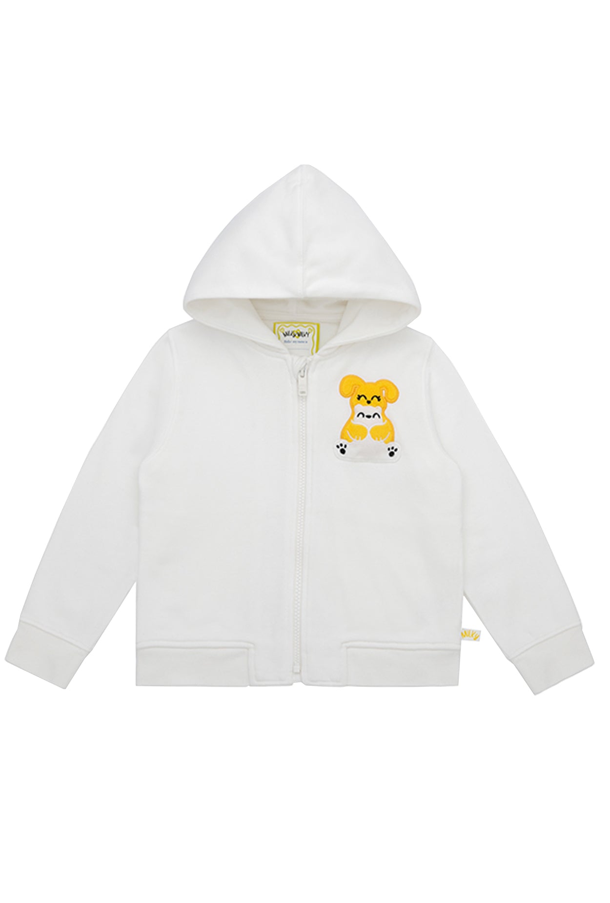 Ses Çıkaran Beyaz Fermuarlı Kapüşonlu Sweatshirt