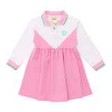 V Pattern Polo Collar Dress