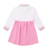 V Pattern Polo Collar Dress