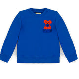 Ses Çıkaran Saks Mavisi Bisiklet Yaka Sweatshirt