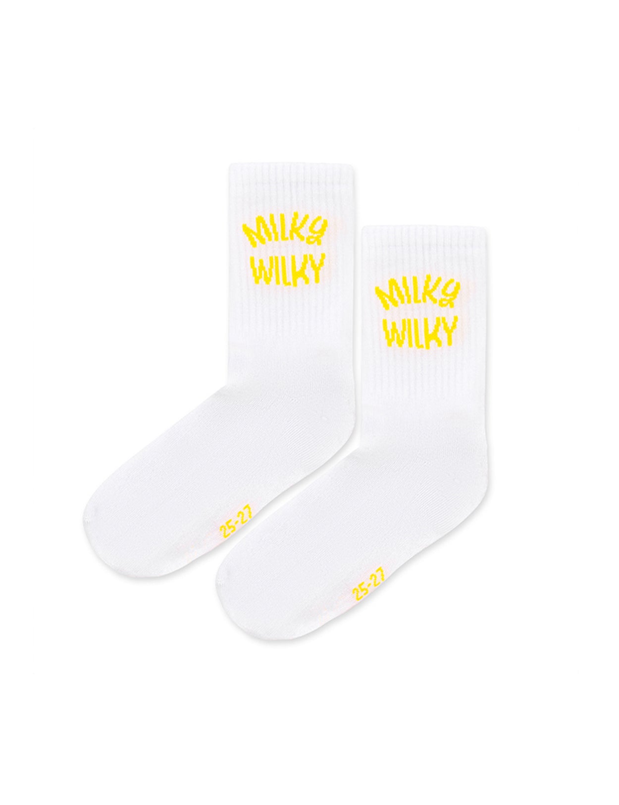 Çocuk ve bebek beyaz çorap– Milky Wlky logo detayı (Ön Görünüm)